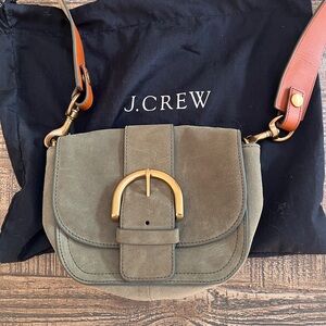 J. Crew Khaki Crossbody Bag with Gold Buckle